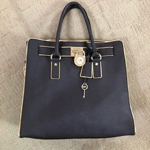 Michael Kors Large Hamilton Purse Chocolate & Gold